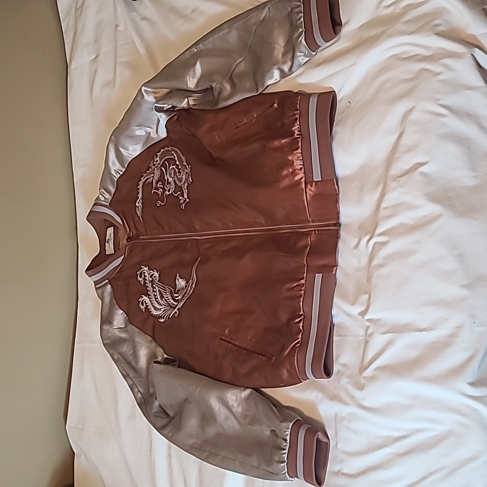Standard Issue Coppery Pink Satin Bomber Jacket